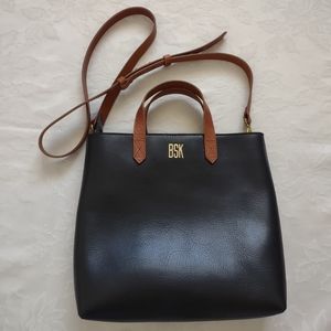 J Crew Madewell zip top leather crossbody two toned tote